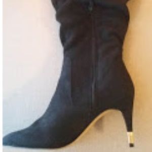 Black zip boots size 8 1/2 Faux suede new in box